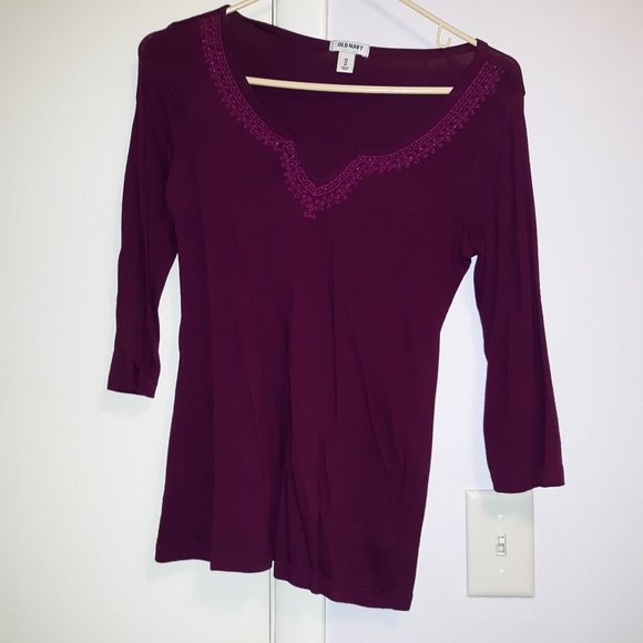 Old Navy Maroon and Blue Women's Blouses Size XS - Picture 2 of 5